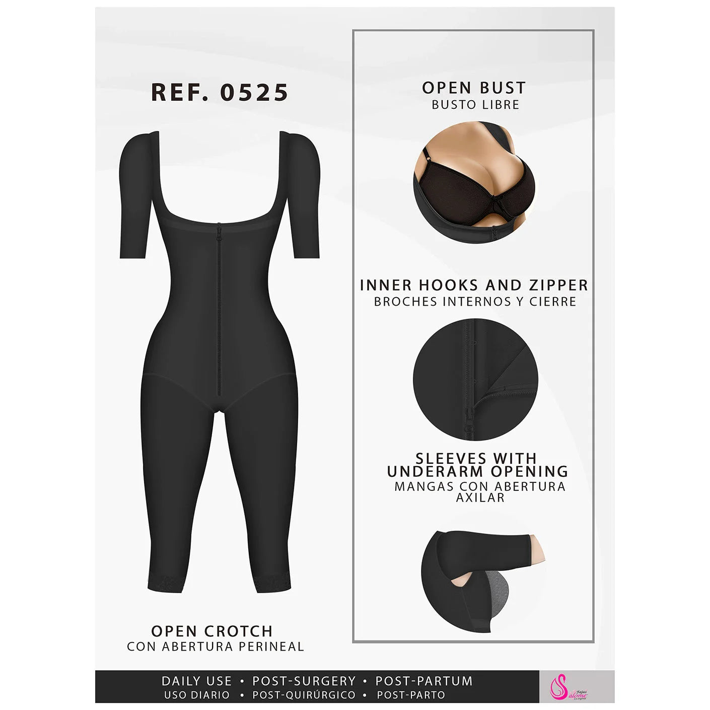 Fajas Salome 0525 | Post Surgery Bodysuit Full Body Shaper for Women